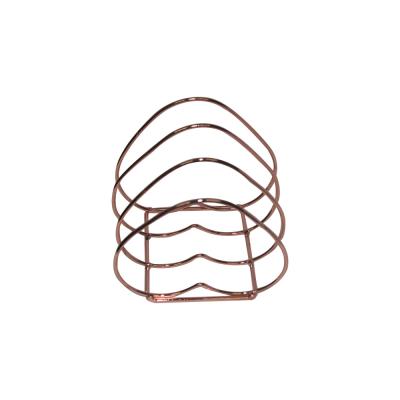 China Rose Gold Wire Magazine Storage Rack Office Supply Folder Organizer 4 Section Modern Heart Shaped Desktop Letter Rack for sale