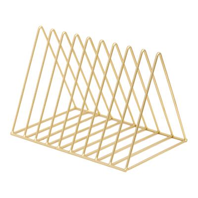 China Wire Collection 9 Section Modern Organizer Folder Triangle Iron Storage Rack Shelf Magazine Desk Rack For Office Decoration for sale