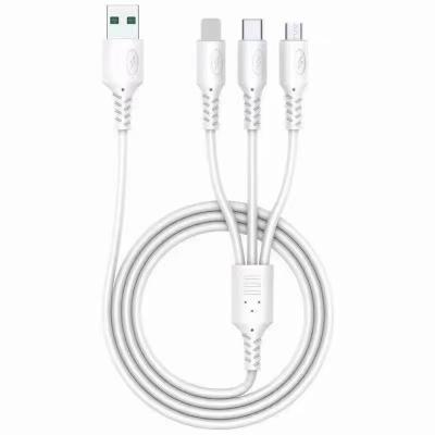 China Fast Charging Speed ​​Strip Pure Copper 3 in 1 Fast Charging Cable 6A Charging Type-C Micro USB Date Line v8 for iPhone and Samsung Date Cable for sale