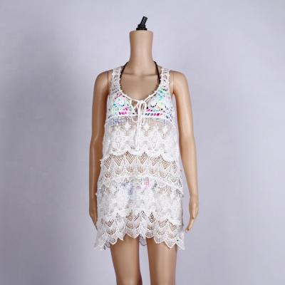 China Fashion Anti-UV Design Lace Beach Dress Sexy White Summer Cover Upn For Women for sale