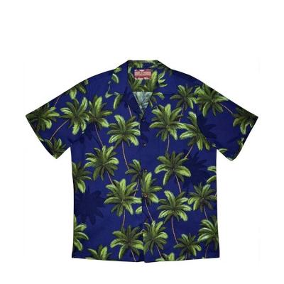 China Breathable Mens Custom Printed Loose Casual Cotton Beach Poplin Cotton Hawaiian Shirt Palm for sale