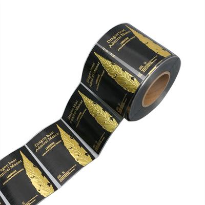 China Gold Foil Label Sticker Customized Waterproof Adhesive Embossed Embossed Paper Printing Sticker for sale