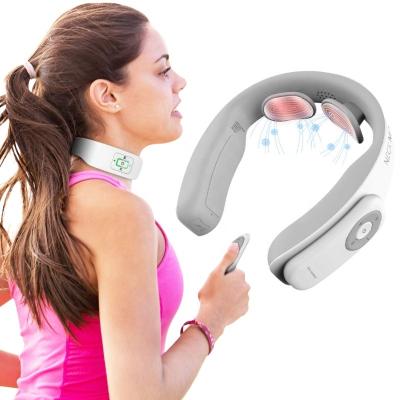 China NECK FitKing Neck Massager with Portable Electric Smart Useful Pain Relief EMS Device Pulse Heat Radio Deep Neck Massager for sale