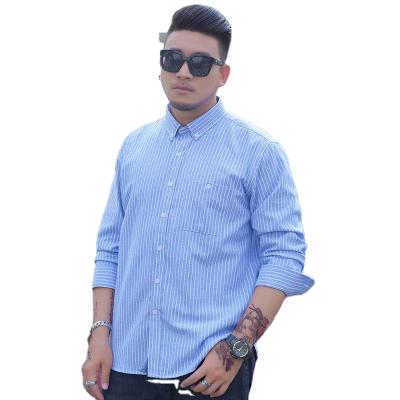 China Autumn New Design Plus Size Long Sleeve Oxford Anti-pilling Shirt 2021 Fashion Striped Men's Shirt for sale