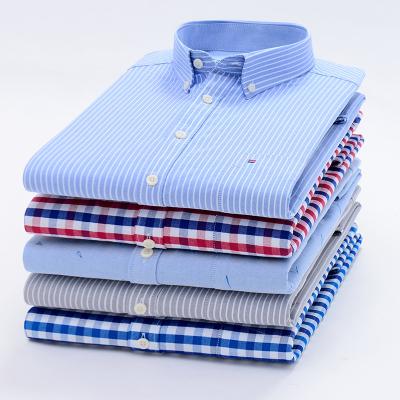 China 2021 New Fashion Young Trend Men's No-Ironing Treatment Oxfords Full-sleeved Casual Shirt Men's Shirt for sale