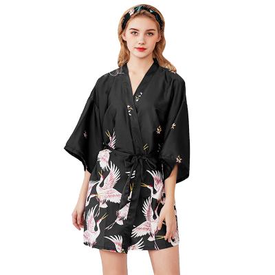 China 2021 Summer QUICK DRY Plus Size Customized Pajamas High Quality Soft Silk Bathrobe For Women Sleep Night Wear for sale