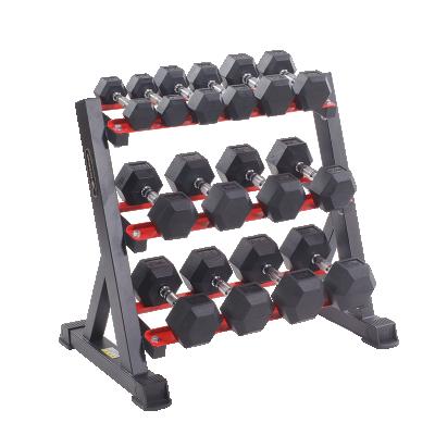 China Commercial Gym and Club Gym Fitness Equipment Dumbbell Rack with 3 Layers 7 Pairs for sale