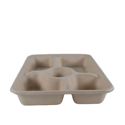 China Waterproof Disposable Biodegradable Sugar Cane Bagasse 3 Compartment Food Containers for sale