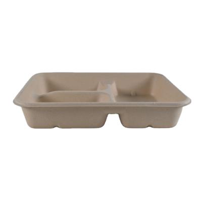 China Waterproof Disposable Biodegradable Meat Tray Pure Bagasse Sugar Cane Pulp Food Tray for sale