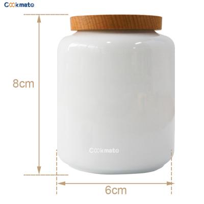 China Sustainable Ceramic White Wooden Bamboo Cover Large Capacity Ceramic Tea Set Pot for sale