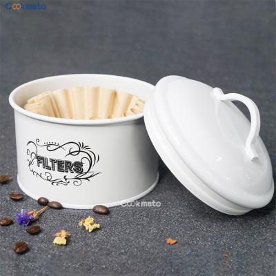 China Sustainable Coffee Accessories Portable Coffee Filter Paper Cans Storage Box Candy Metal Tins for sale