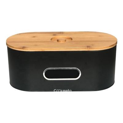 China Modern Freshness Keeping Custom Black Kitchen Pastry Storage Container With Wooden Lid for sale