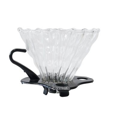 China Sustainable Glass Pour Over V Shaped Coffee Dripper Coffee Brewer Coffee Filter Cup for sale