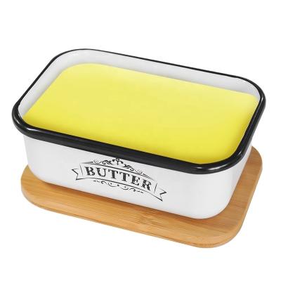 China Freshness Keeping Refrigerator With Kitchen Wooden Cool Sealed Canister Set Decorated Cottage Butter Storage for sale