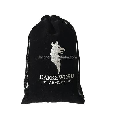 China Custom Logo Black Flannel Drawstring Dices Recyclable Bags 4x6inch Velvet Pouch For Tarot Cards for sale