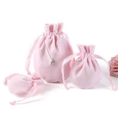 China Recyclable High Quality Pink Velvet Jewelry Bag Flannel Nail Enamel Pouch 9*12cm for sale