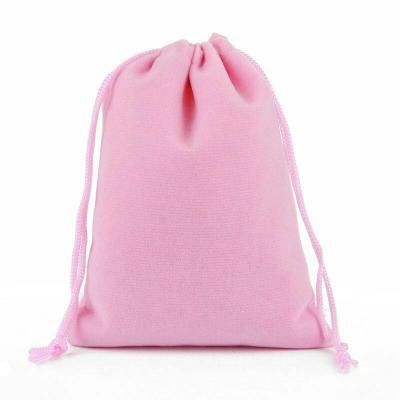 China Recyclable Printed Promotional Fabric Gift Packaging Pouch Drawstring Velvet Bag 9*12cm In Stock for sale