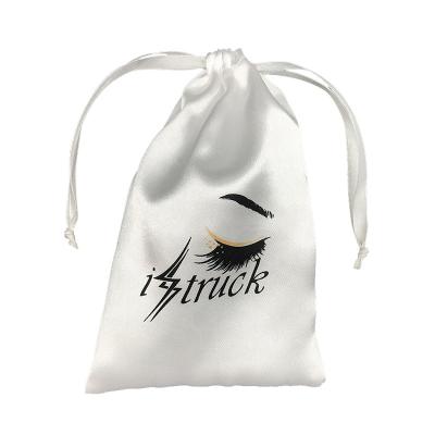 China Custom Gift Logo And Sizes Eyeliner Pouches White Silk Satin Bags For Packaging Eyeshadow for sale