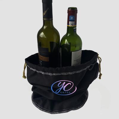 China Custom Logo Velvet Wine Glasses Pouch Recyclable Suede Cord Champagne Packaging Bags for sale