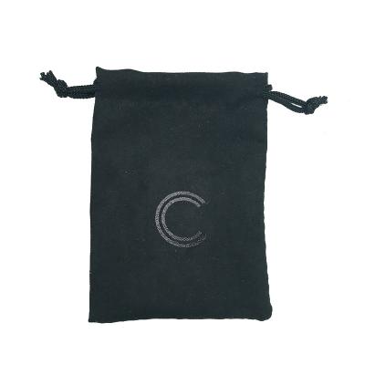 China Custom Mini Suede Drawstring Rings Bags Logo Black Velvet Gem Stones Jewelry Pouch for sale