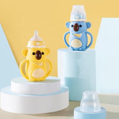 China Wundrbus BPA Free Cute Animal Shape Feeding Bottle Milk Baby BPA Fee Bottle With Silicone Cover for sale