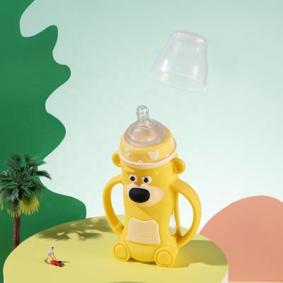 China BPA Free Baby Feeding Bottle Cartoon Shape Baby Products Wide Neck Newborn Baby Glass Milk Bottle for sale