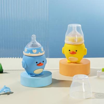 China Small Size 120ml BPA Free Baby Bottle Wundrbus Glass Milk Bottle With Silicone Cover Silicone Heat Resistant Bottle for sale