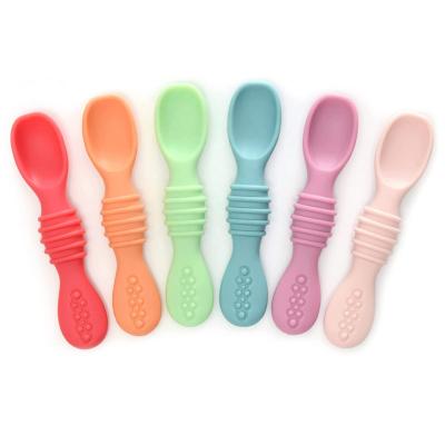 China BPA Free Silicone Baby Spoon And Fork Self Training Tableware Baby Products For Sale for sale