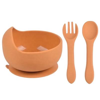 China BPA Free Silicone Baby Bowl And Spoon For Baby Food Grade Children Tableware Training Feeding Suction Dinnerware Sets for sale