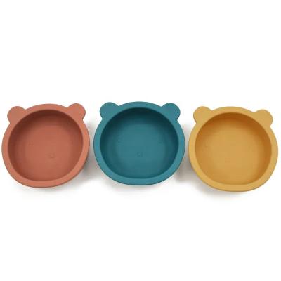 China BPA Free Cute Product Silicone Baby Feeding Dish Anti Drop Complementary Food Suction Cup Bowl for sale