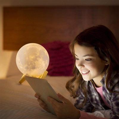 China Minimalist 3D Moon Shape Led Lamp Night Light 16 Colors Star Moon Light With Stand Wood Outdoor USB Touch Control Rechargeable Gift For Baby for sale