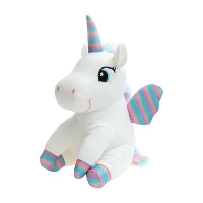 China Cute Gifts Unicorn W White Pink Wings Rainbow Hair Heart Paws Programmable Pink Unicorn Plush Toy For Girls Gifts for sale