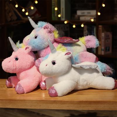 China Rainbow News Unicorn Gifts Big Color Fashionable Shiny Sequins Stuffed for sale