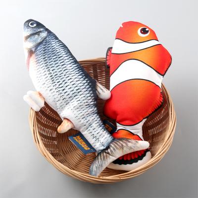 China Stuffed Plush Cat Interactive Player Bustle Fish Cat Collapsing Moving Toy for sale