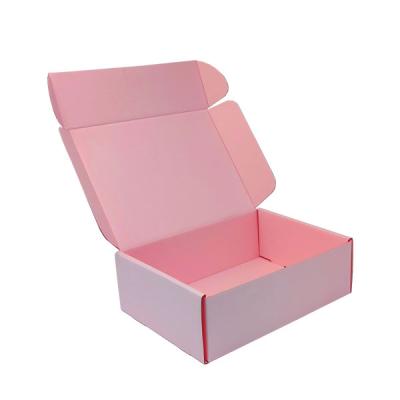 China Recycled Materials Factory Wholesale Custom Printed Packaging Blank Box Plain Fluff Corrugated Cardboard With Pink Shipping Carton White Paper Box for sale