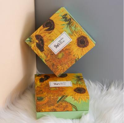 China Sunflower Handmade Lid And Base Box Packaging For Makeup Box Perfume Cosmetic Packaging Paper Box for sale