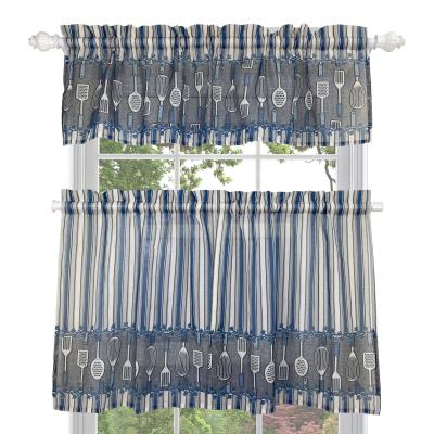 China Modern Kitchen Curtain 3 Piece Curtain Set Flat Rod Pocket Factory Wholesale High Quality 100% Polyester Window Household for sale