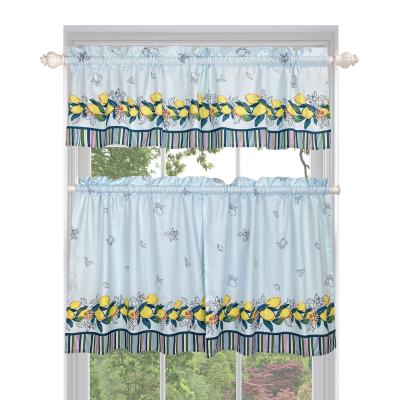 China Modern High Quality 3 Pieces Of Curtain Rod Pocket Printed Curtain Polyester Kitchen Blackout Set Brand Name for sale