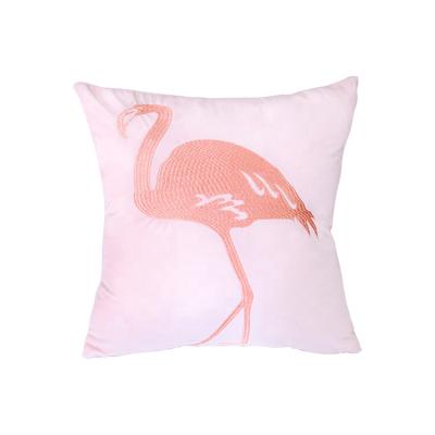 China Simple Micro Printed Cushion Cover Velvet Flamingo Cushion Cover for sale