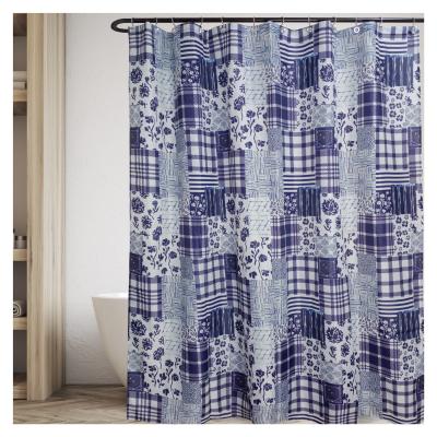 China Decorative Bath Shower Curtain Polyester Fabric 2021 Popular Waterproof Design Custom Printing Curtain for sale