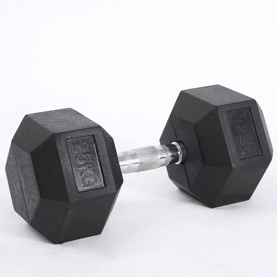 China Sports and Fitness People Factory Direct Rubber Coated Dip 20kg Hex Dumbbell For Sale for sale