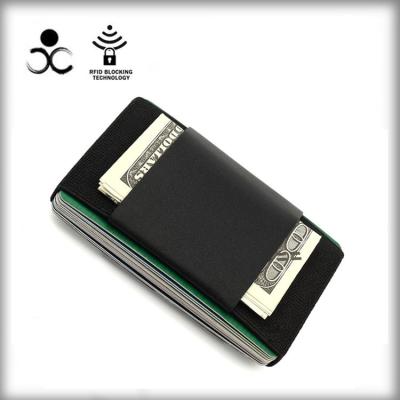 China Custom Men's RFID Card Holder Wallet Slim PU Leather Credit Card Cash Wallet With Money Clip for sale