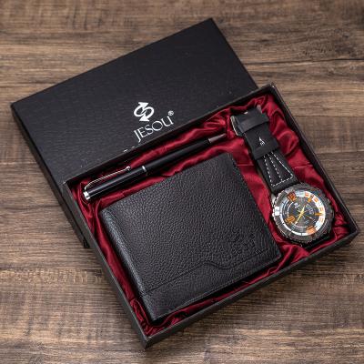 China Wholesale Automotive Mens Gift Set Beautifully Packaged Watch + Wallet Set for sale