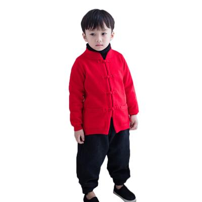 China Woolen New Year's Button Flavor Costume Sweater Chinese Traditional Ethnic Style Children's Wear for sale