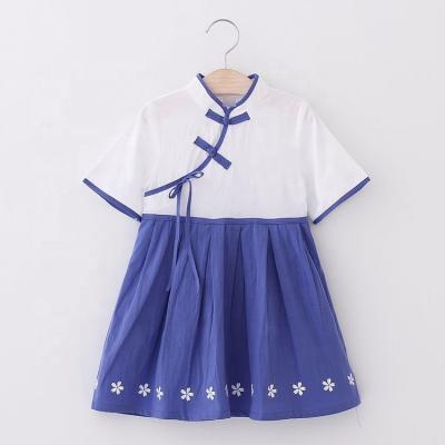 China Washable girls dress qipao ethnic children girls cotton summer style short sleeve hanfu dress for sale