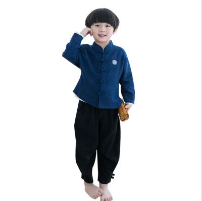 China Chinese traditional style cotton and hanfu canvas ethnic clothing style costume flavor Chinese traditional clothing for children clothing sets boys for sale