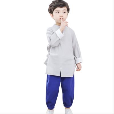 China Cotton Crepe Spring Traditional Chinese Clothing New Children's Silk Suit Cotton And Long Sleeve Shirt Hand-Button Children's Clothing Canvas Boys for sale