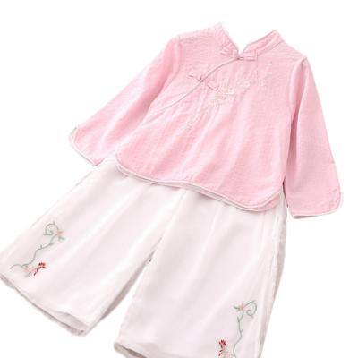 China Chinese traditional traditional style formal ethnic hanfu cheongsam girls clothing modern tops and pants two piece set for sale