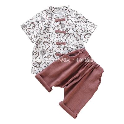 China Boys Clothing Formal Canvas Kids Suit Silk To Suit Printed Cotton And Breathable Canvas Summer Suit Kids Boys Clothing for sale