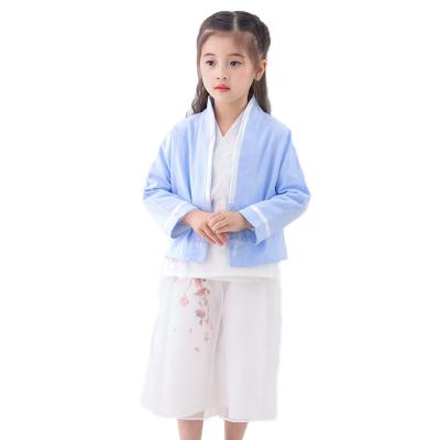 China Formal hanfu girl's baby cotton and chinese traditional three-piece costume linen ethnic style clothing for children for sale